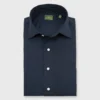 Spread Collar Sport Shirt In Navy Poplin
