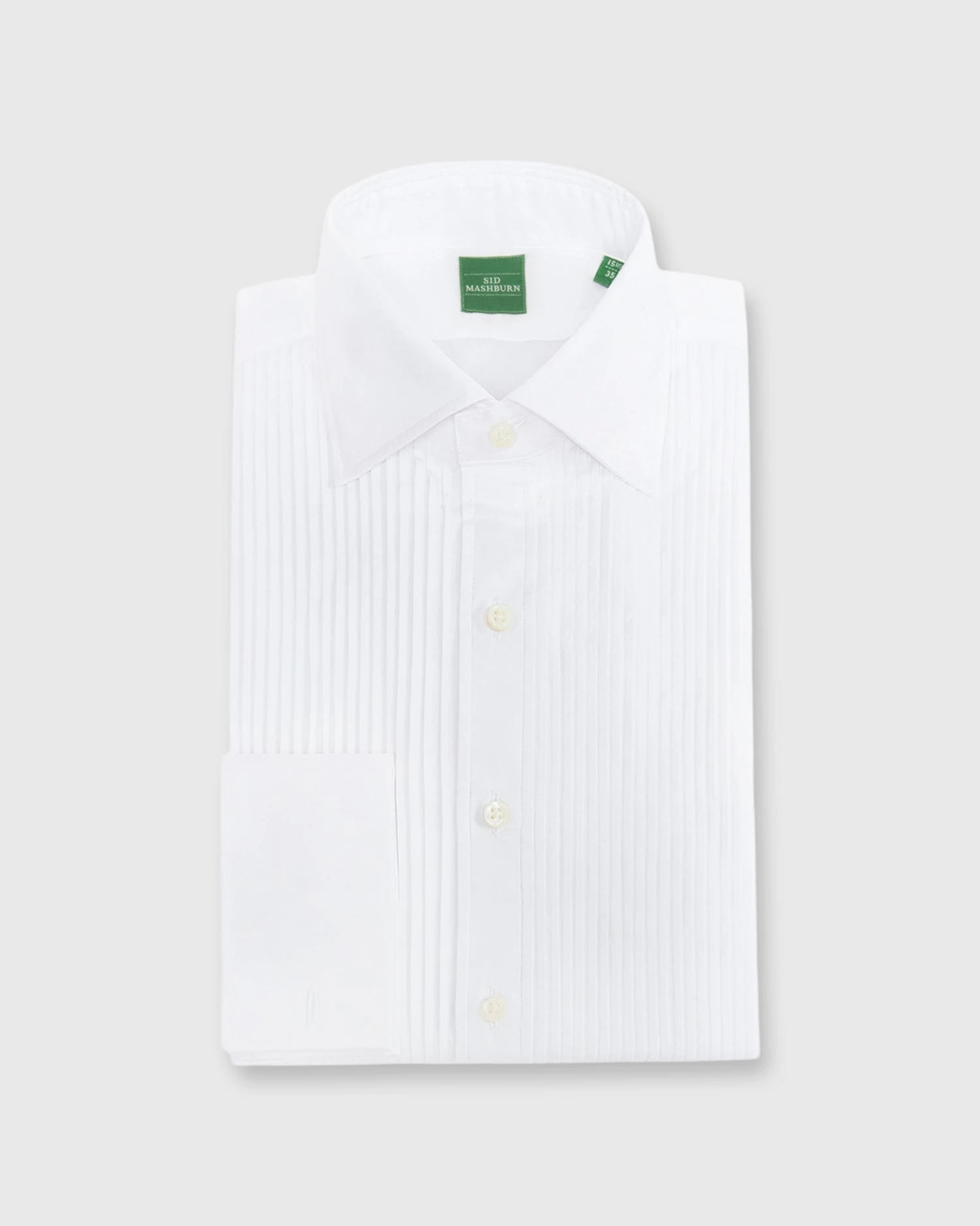 French-Cuff Pleated Bib-Front Tuxedo Shirt In White Poplin