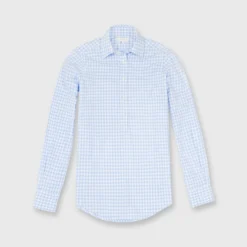 Tomboy Popover Shirt In Sky Blue Gingham Poplin