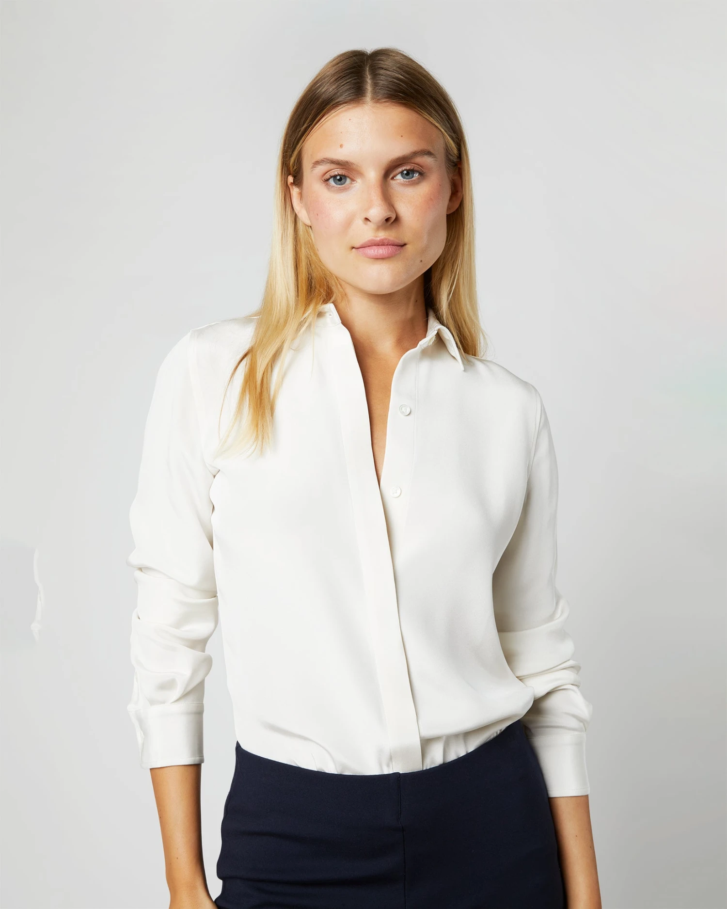 Icon Blouse In Ivory Silk Crepe De Chine - Image 2