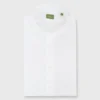 Spread Collar Sport Shirt In White Poplin