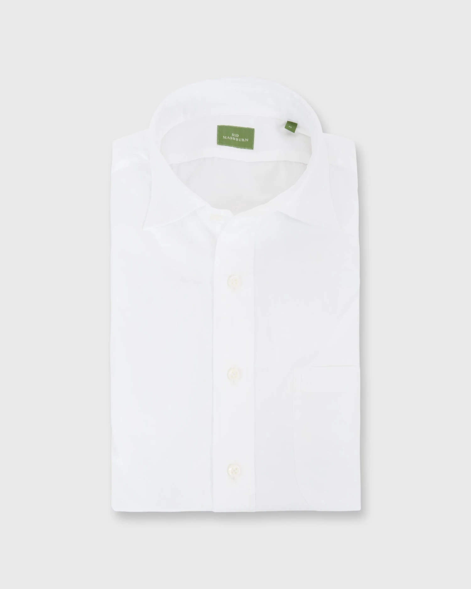 Spread Collar Sport Shirt In White Poplin