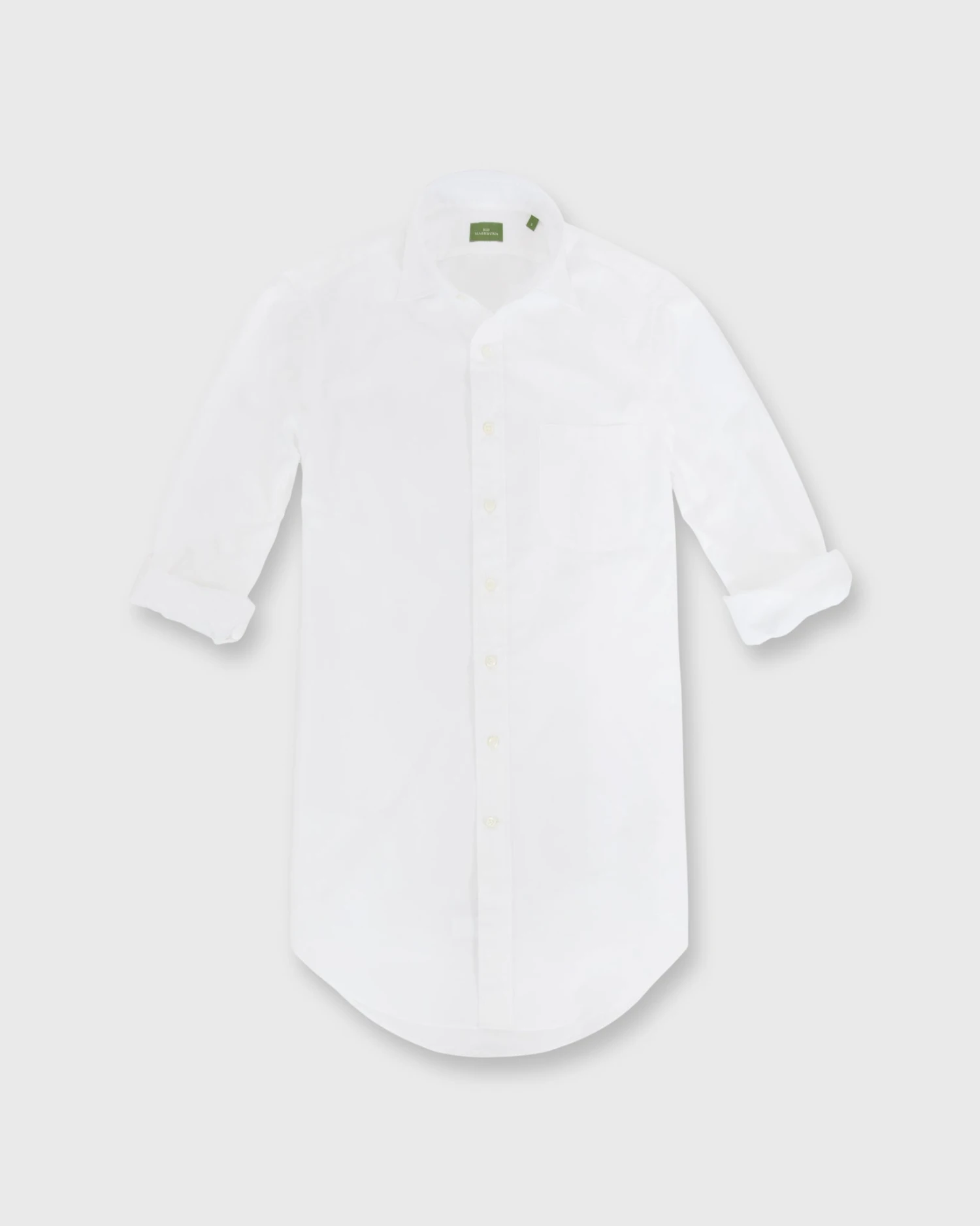 Spread Collar Sport Shirt In White Poplin - Image 2