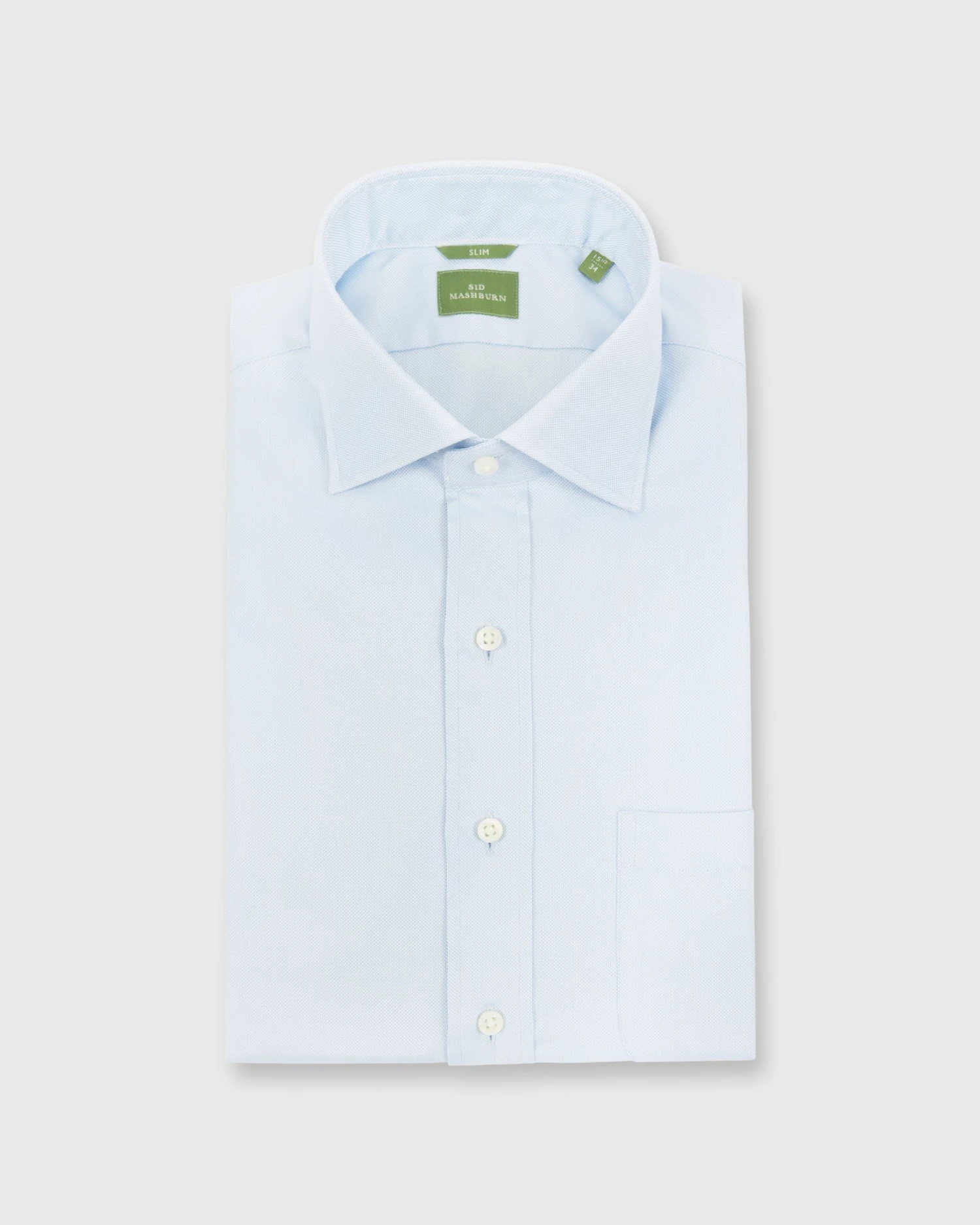 Slim-Fit Spread Collar Dress Shirt In Sky Blue Roxford