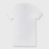 Short-Sleeved Deep-V Tee In White Pima Cotton