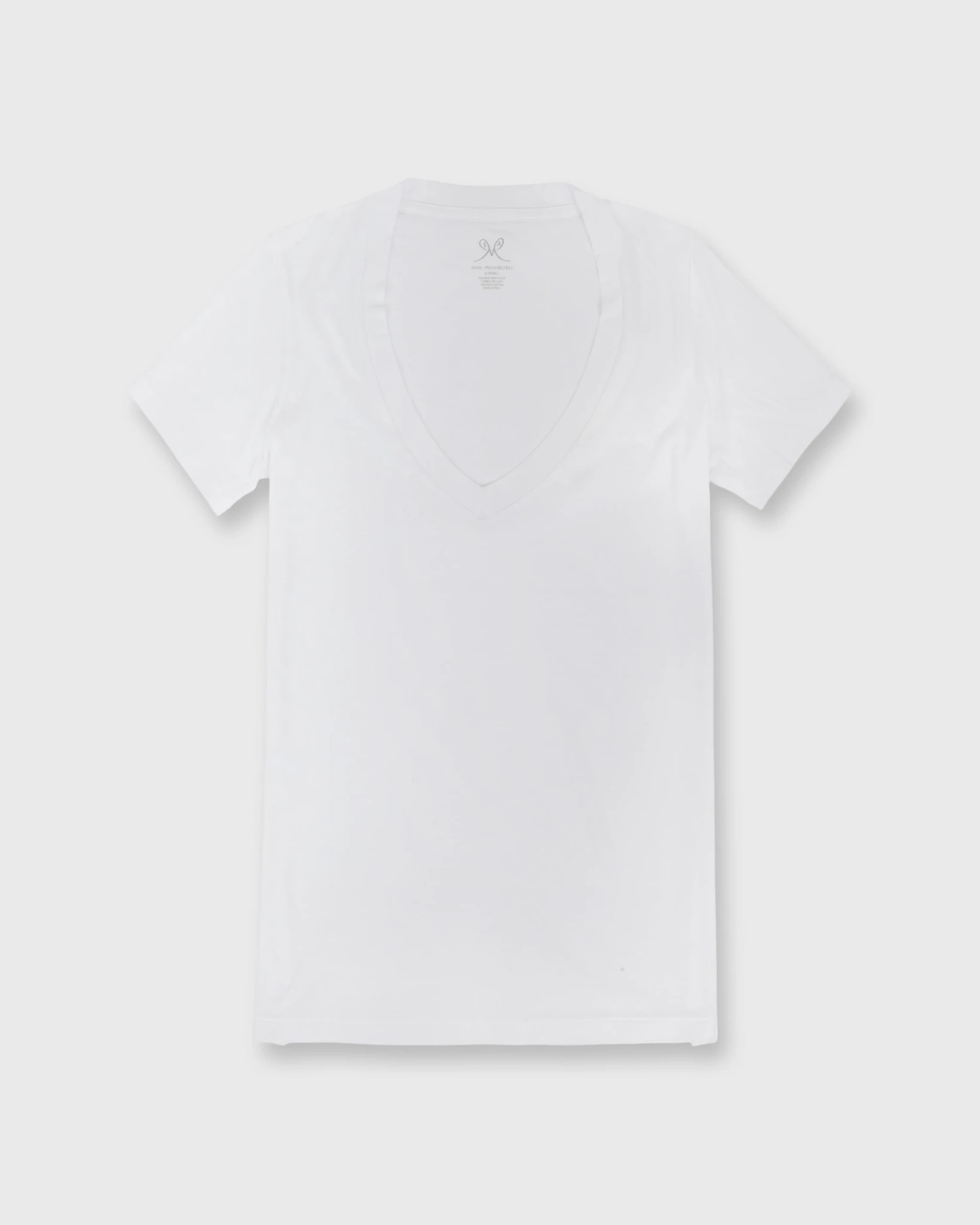Short-Sleeved Deep-V Tee In White Pima Cotton
