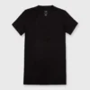Short-Sleeved Deep-V Tee In Black Pima Cotton