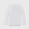 Long-Sleeved Boatneck Tee In White Pima Cotton