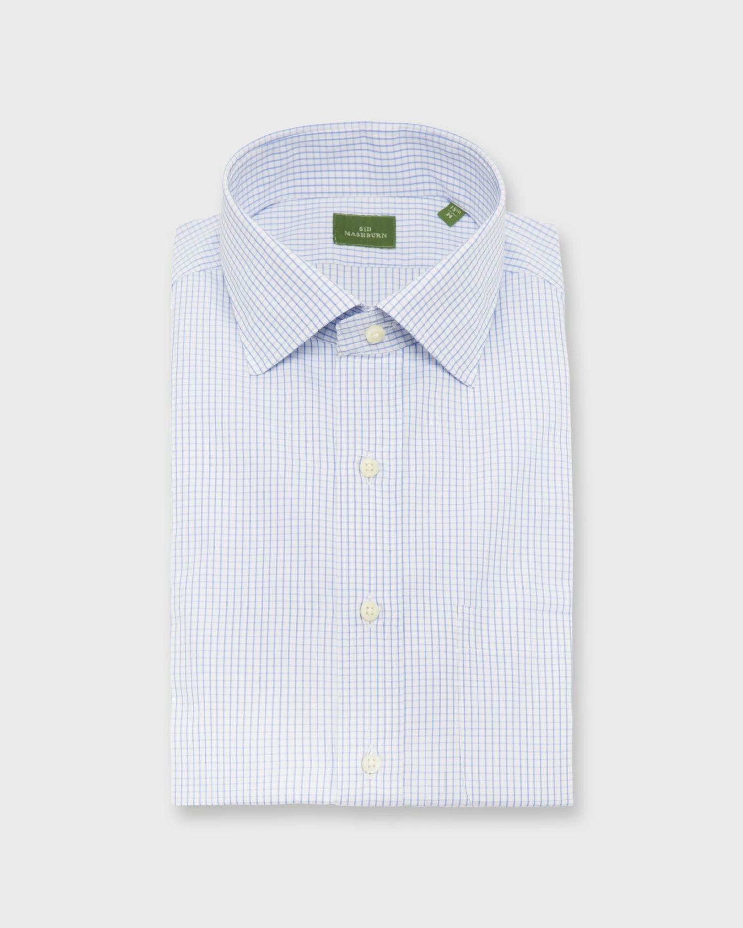 Spread Collar Dress Shirt In Dutch Blue Graph Check Poplin