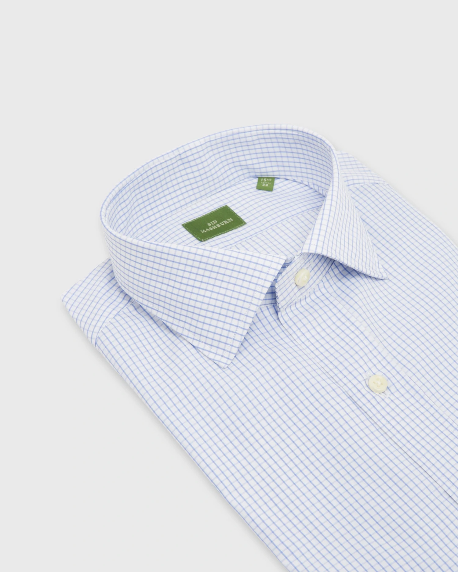 Spread Collar Dress Shirt In Dutch Blue Graph Check Poplin - Image 2
