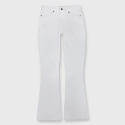 Flare Cropped 5-Pocket Jean In White Stretch Denim
