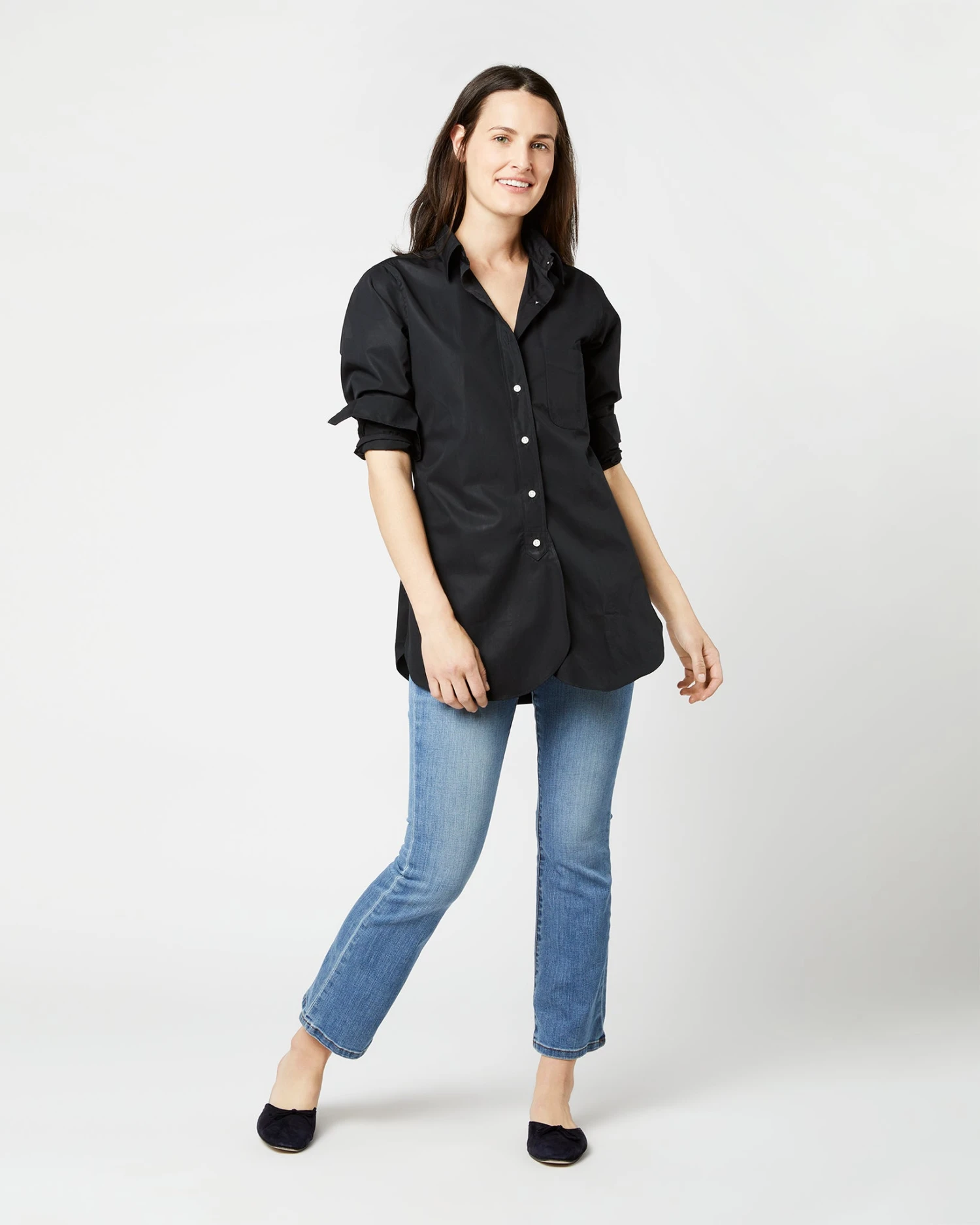 Boyfriend Shirt In Black Poplin - Image 2
