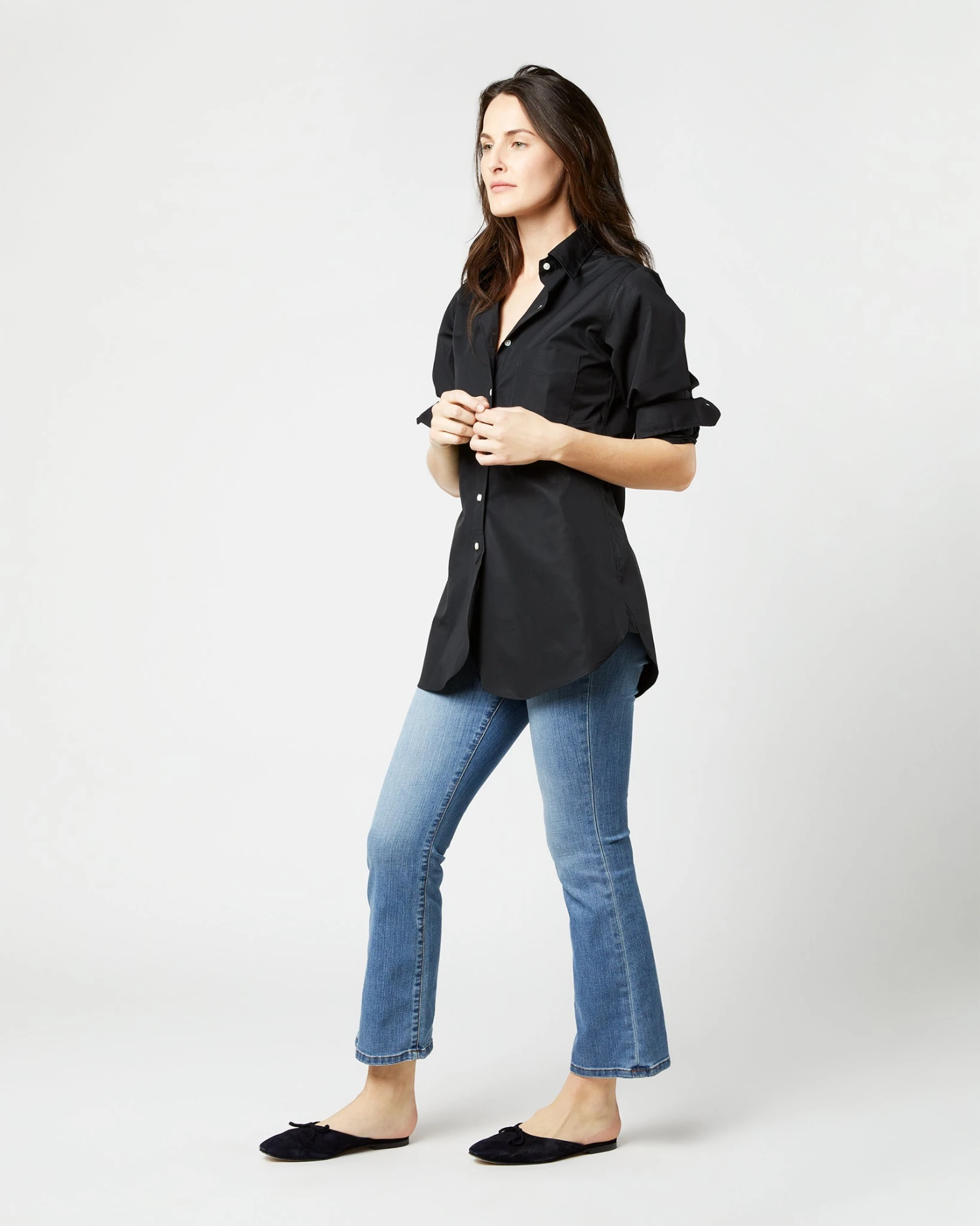 Boyfriend Shirt In Black Poplin - Image 3