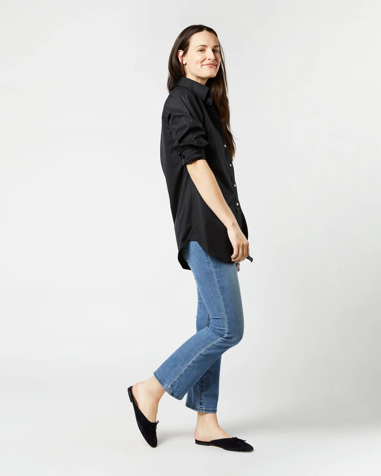 Boyfriend Shirt In Black Poplin - Image 5