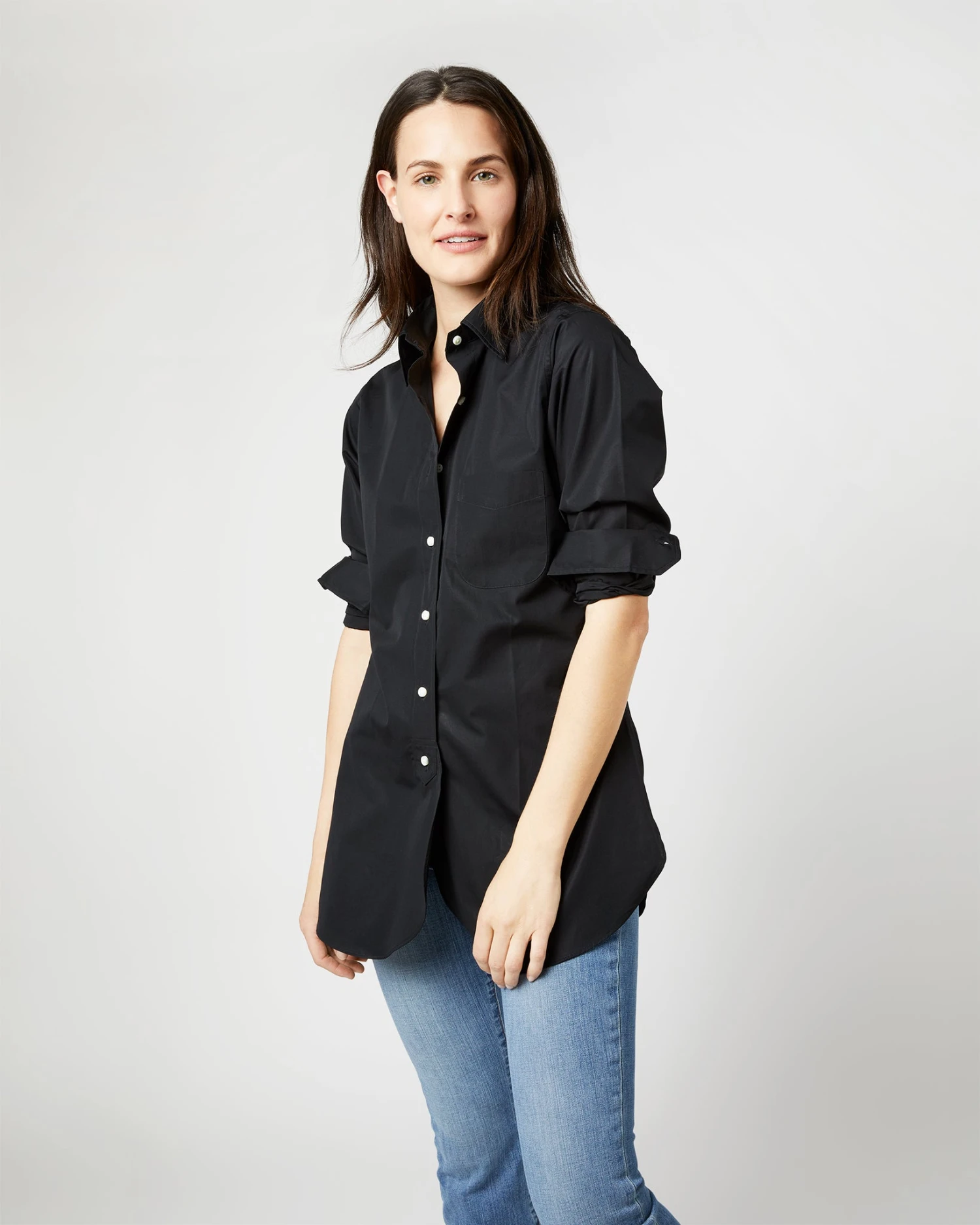 Boyfriend Shirt In Black Poplin - Image 6