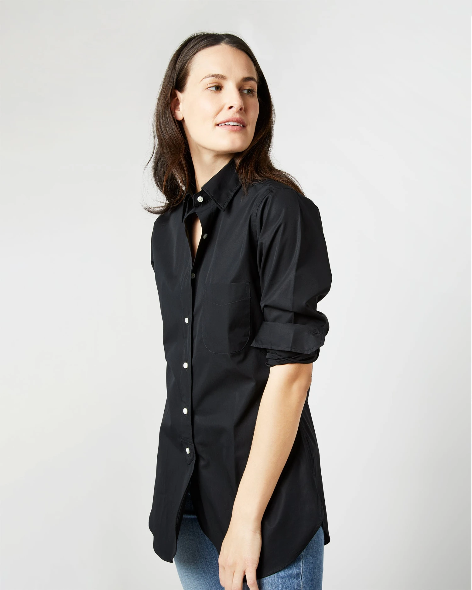 Boyfriend Shirt In Black Poplin - Image 7