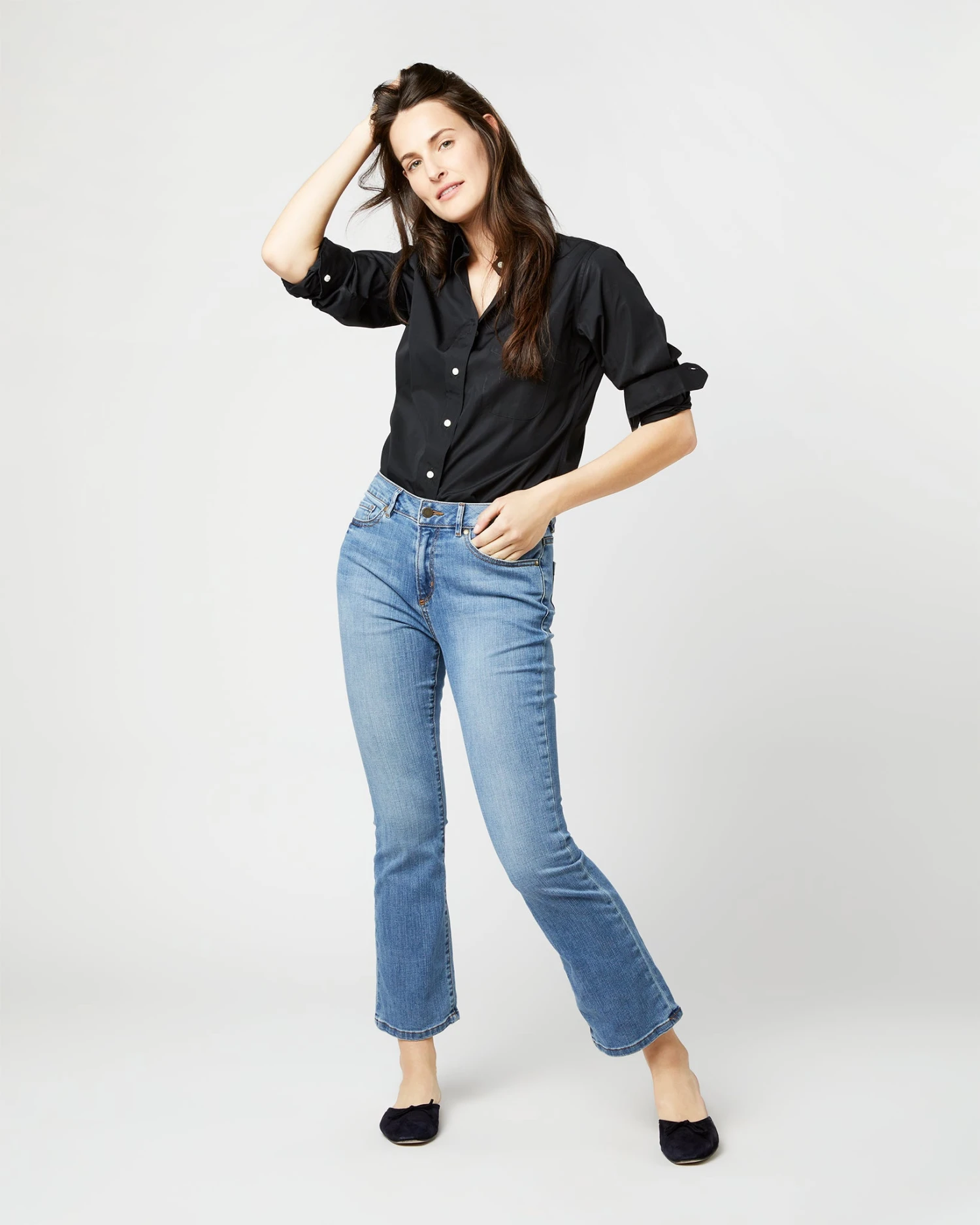 Boyfriend Shirt In Black Poplin - Image 8