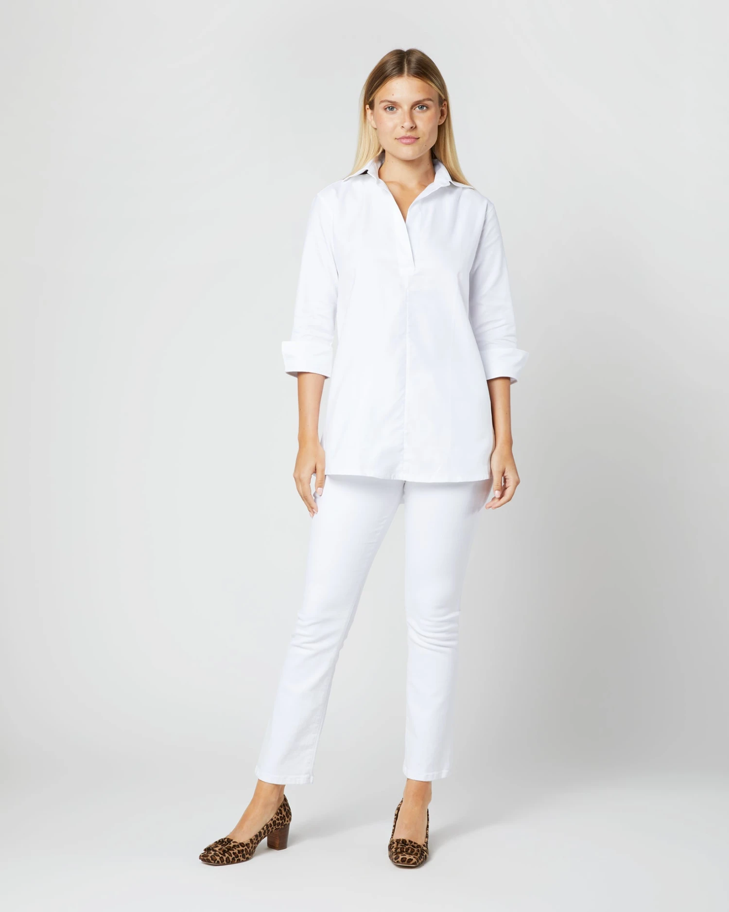 Designer Tunic In White Roxford - Image 2