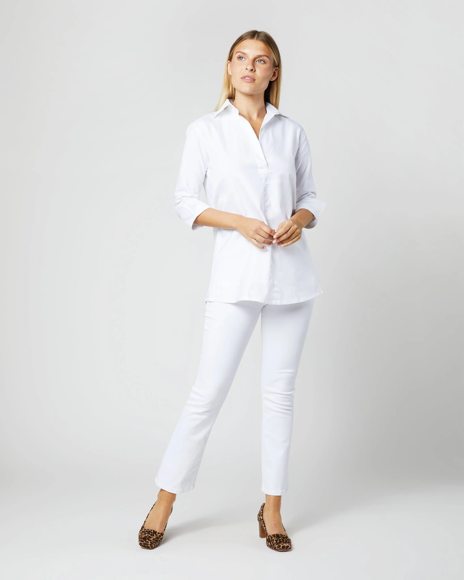 Designer Tunic In White Roxford - Image 6