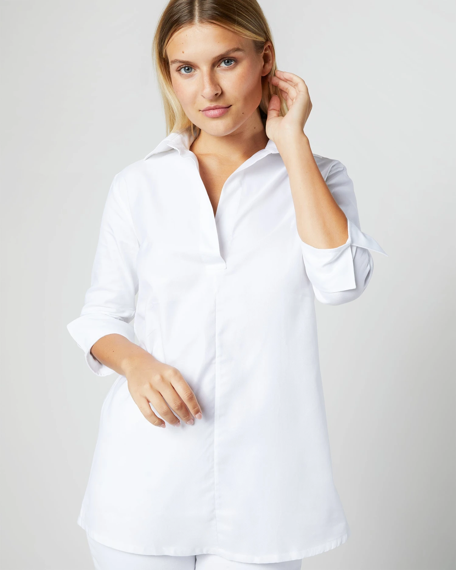 Designer Tunic In White Roxford - Image 7