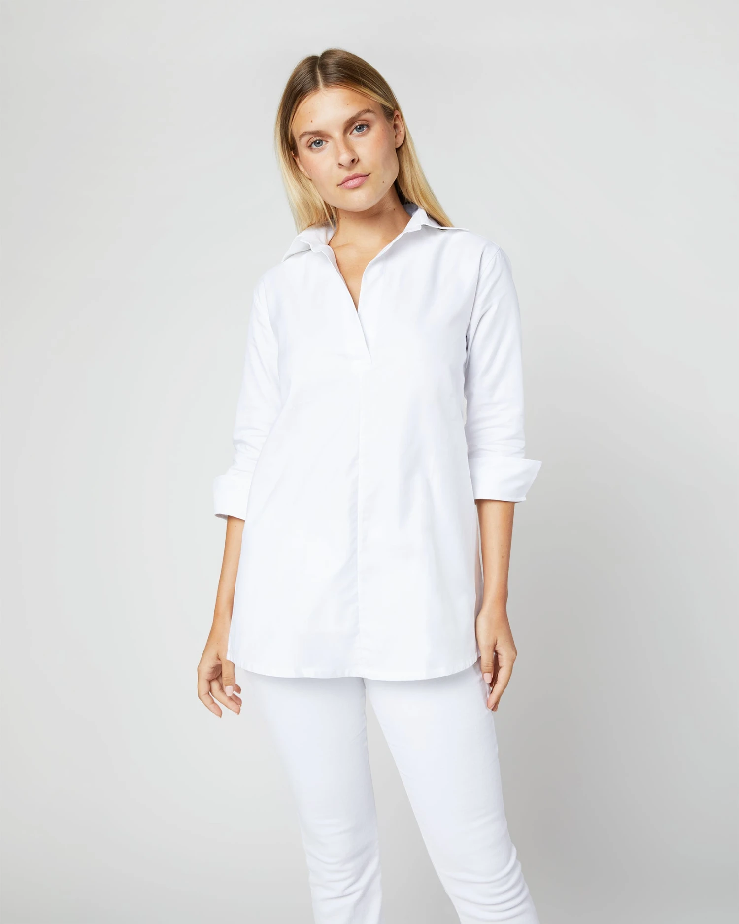 Designer Tunic In White Roxford - Image 8