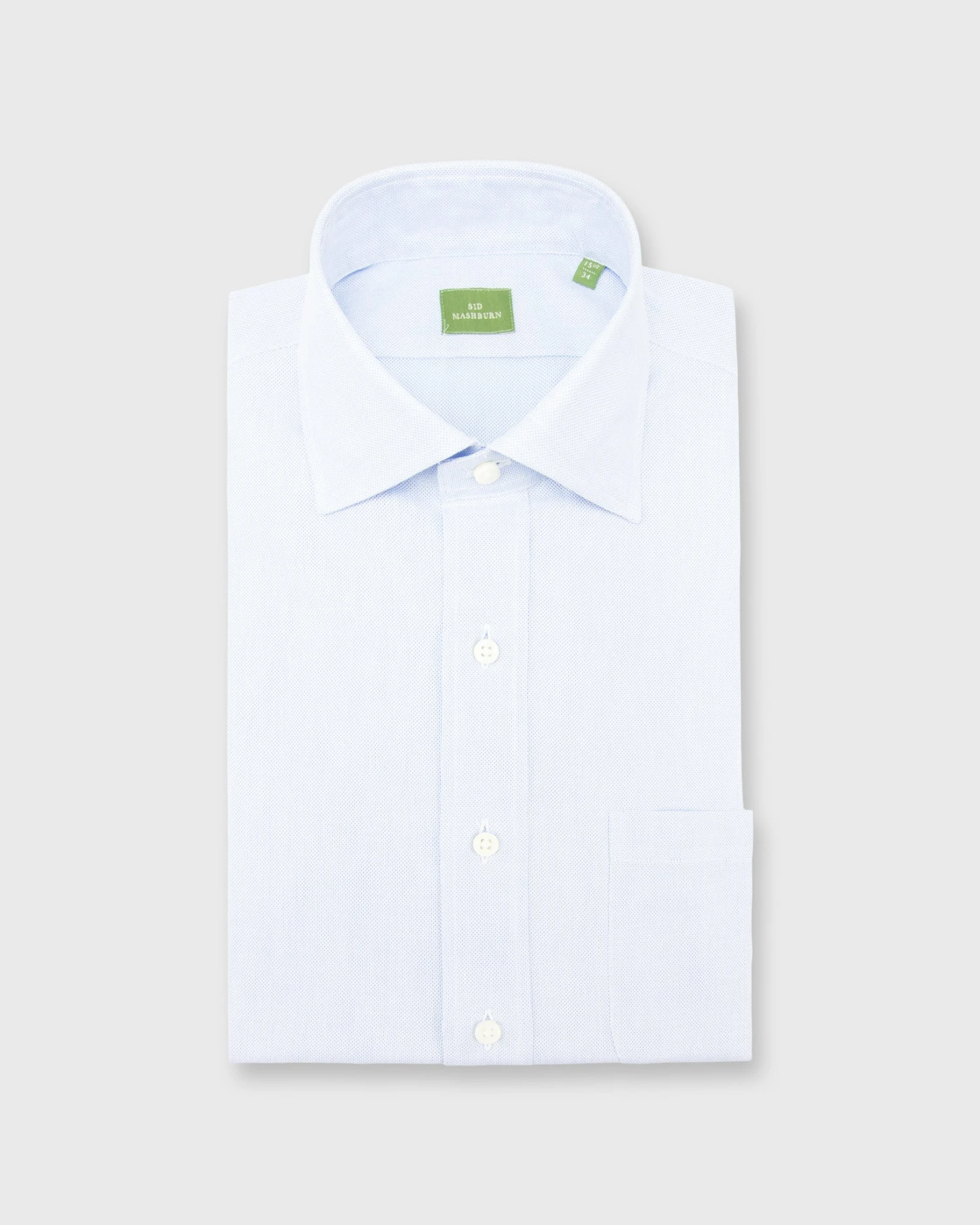 Spread Collar Dress Shirt In Pale Blue Micro Cellulare