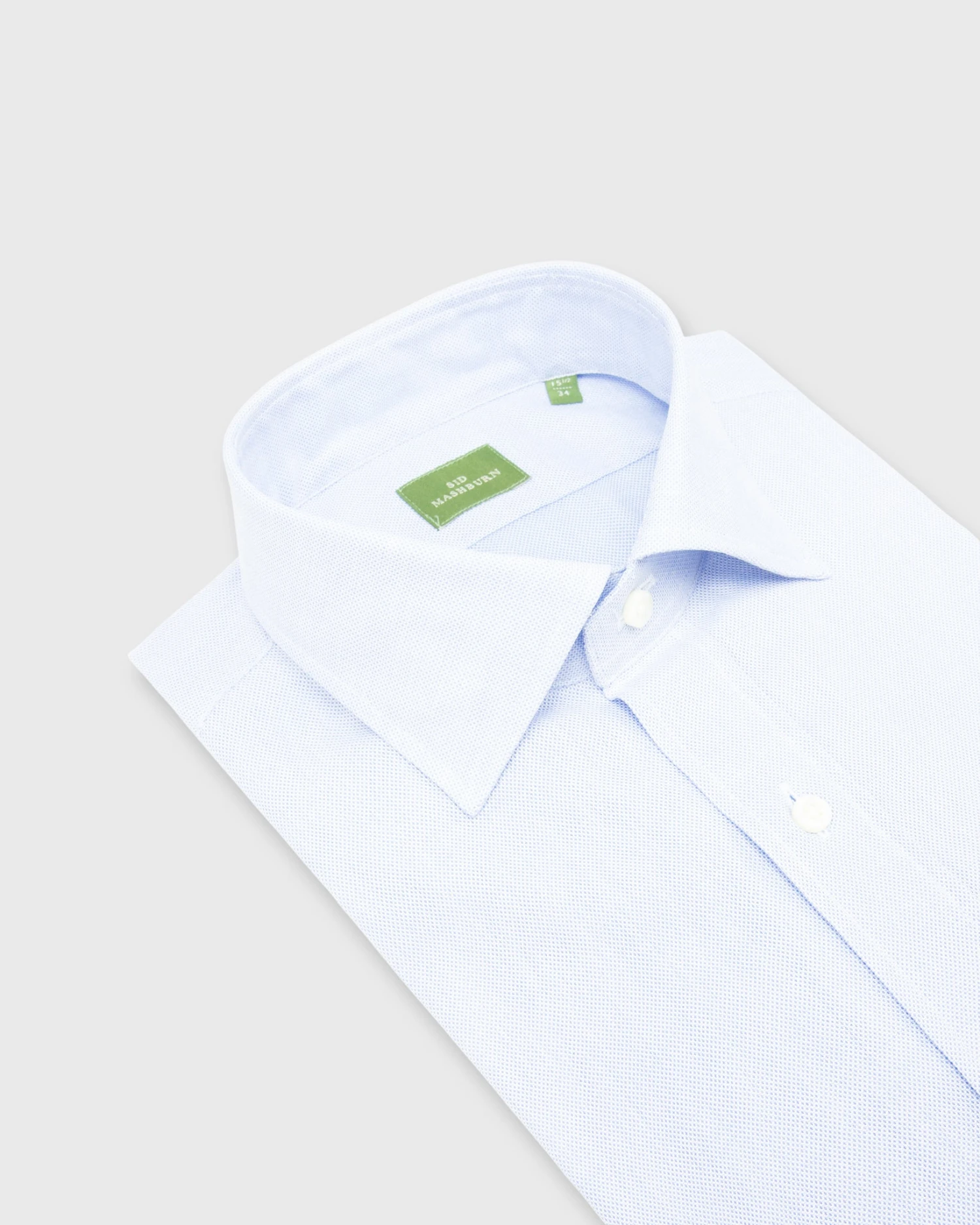 Spread Collar Dress Shirt In Pale Blue Micro Cellulare - Image 2