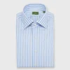 Spread Collar Dress Shirt In Sky Awning Stripe Poplin