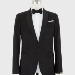 Virgil No. 3 Shawl Collar Tuxedo In Black Wool With Silk Grosgrain Trim