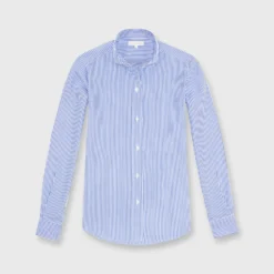 Icon Spread Shirt In Blue Bengal Stripe Poplin