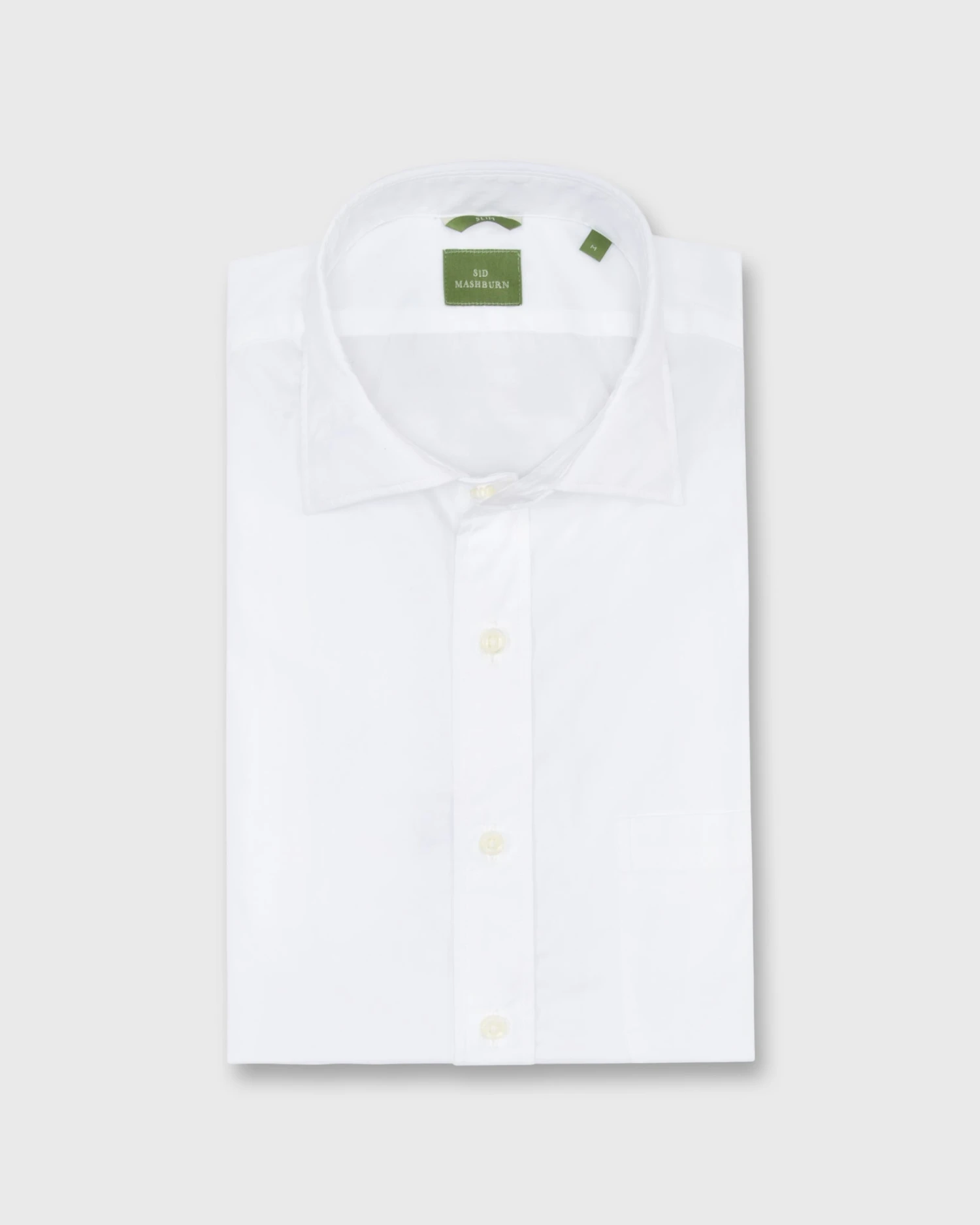 Slim-Fit Spread Collar Sport Shirt In White Poplin