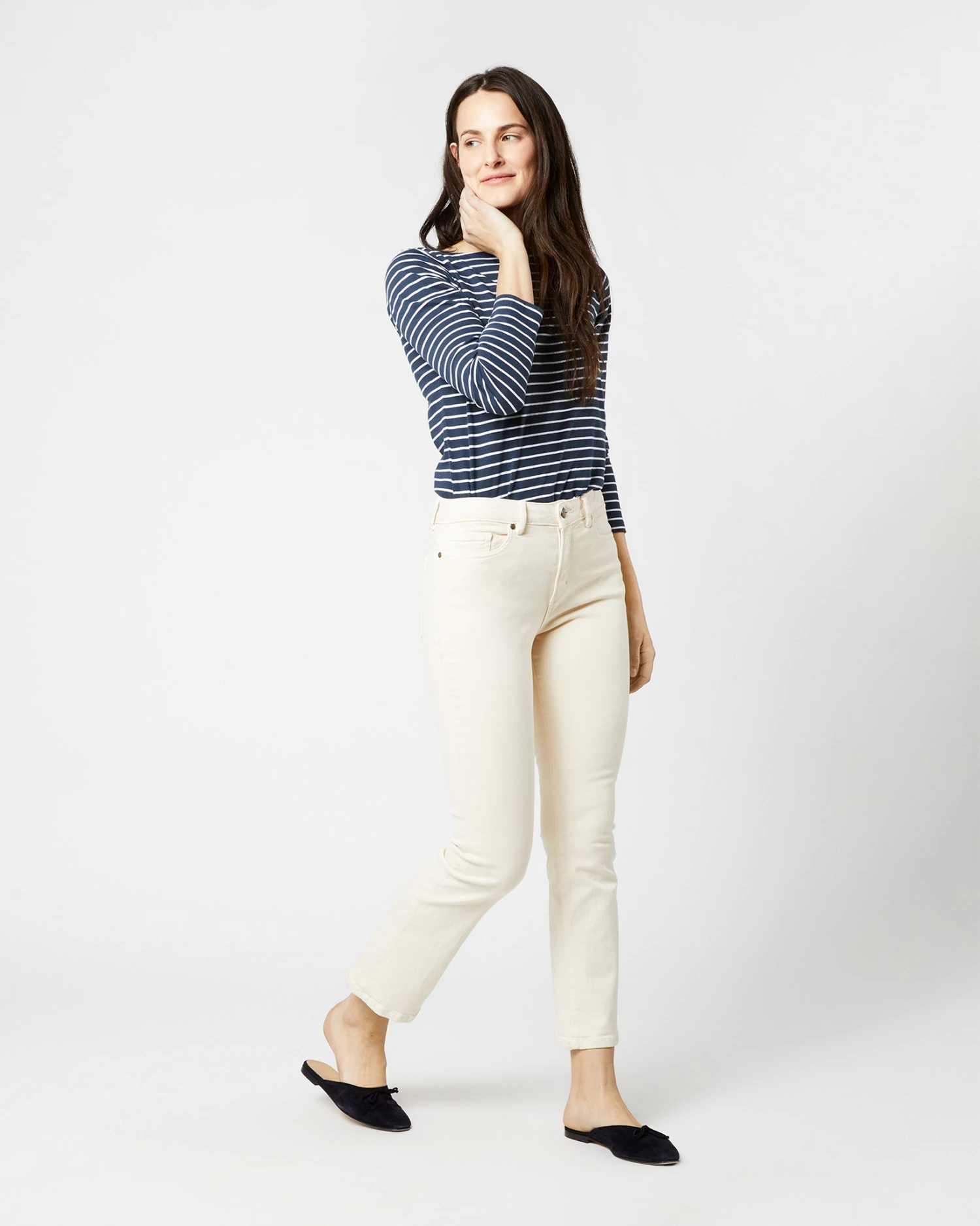 Flare Cropped 5-Pocket Jean In Natural Stretch Denim - Image 6