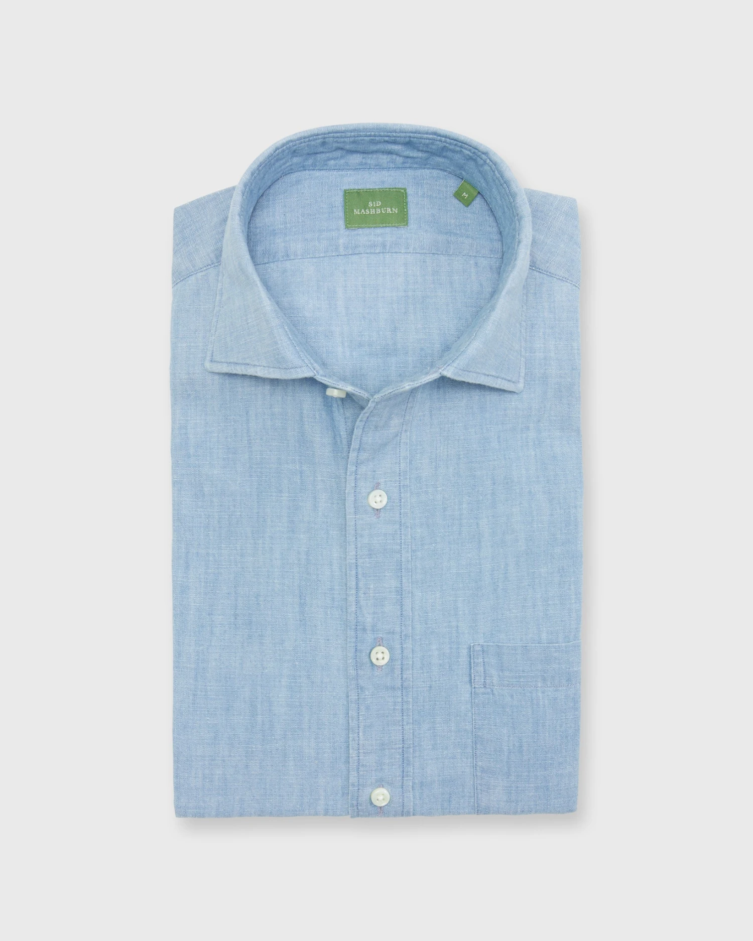 Spread Collar Sport Shirt In Extra Light Washed Chambray