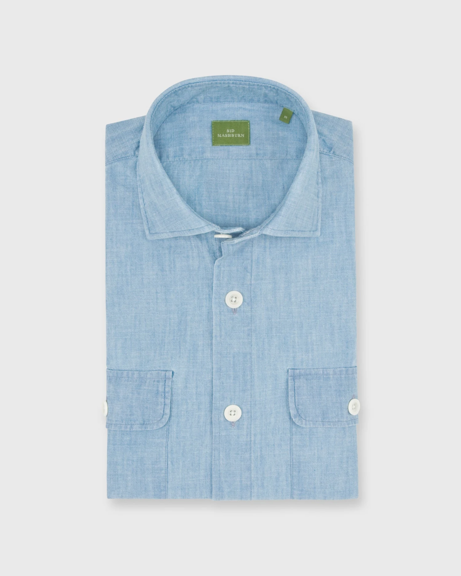 Band-Hem Work Shirt In Extra Light Washed Chambray