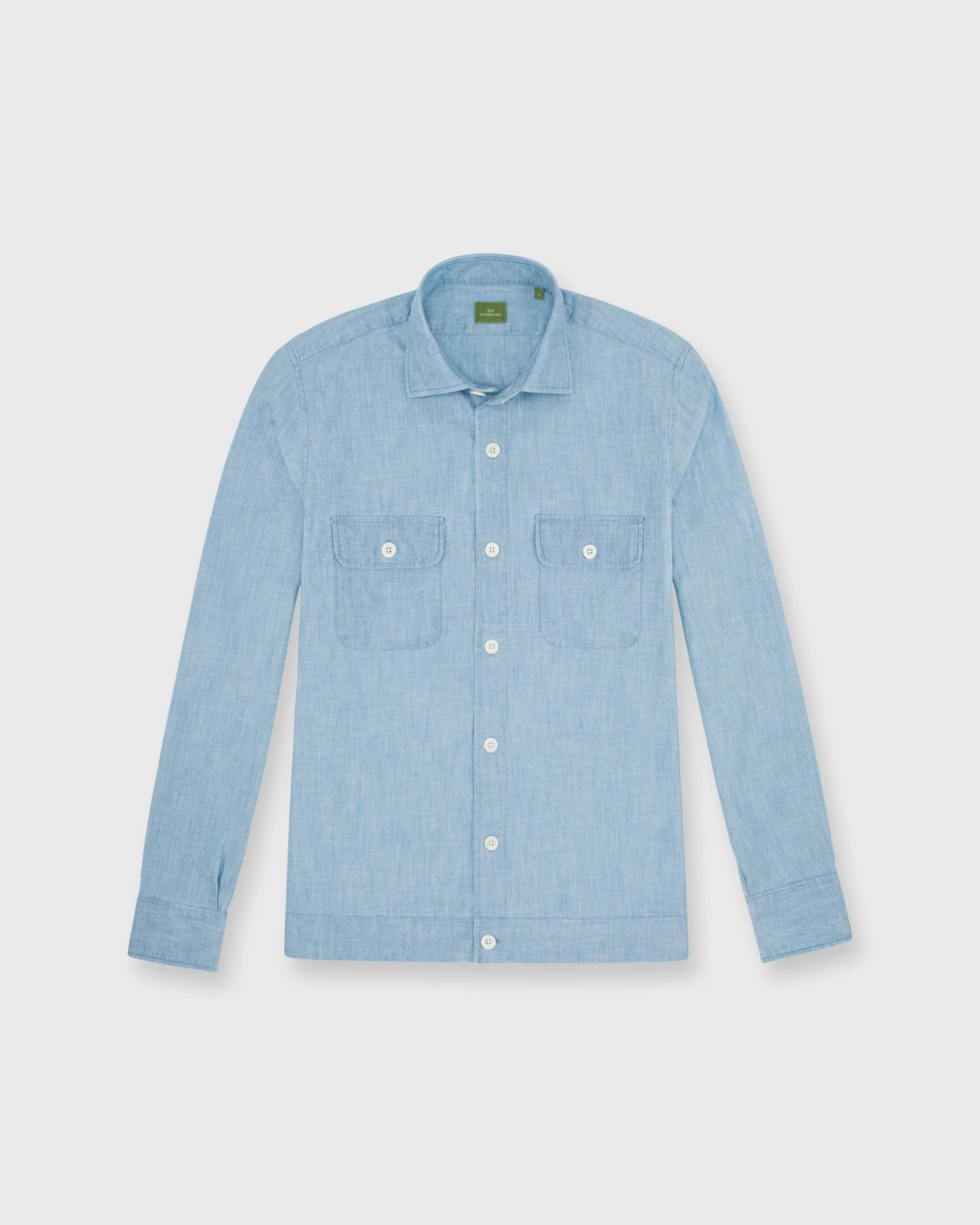 Band-Hem Work Shirt In Extra Light Washed Chambray - Image 2