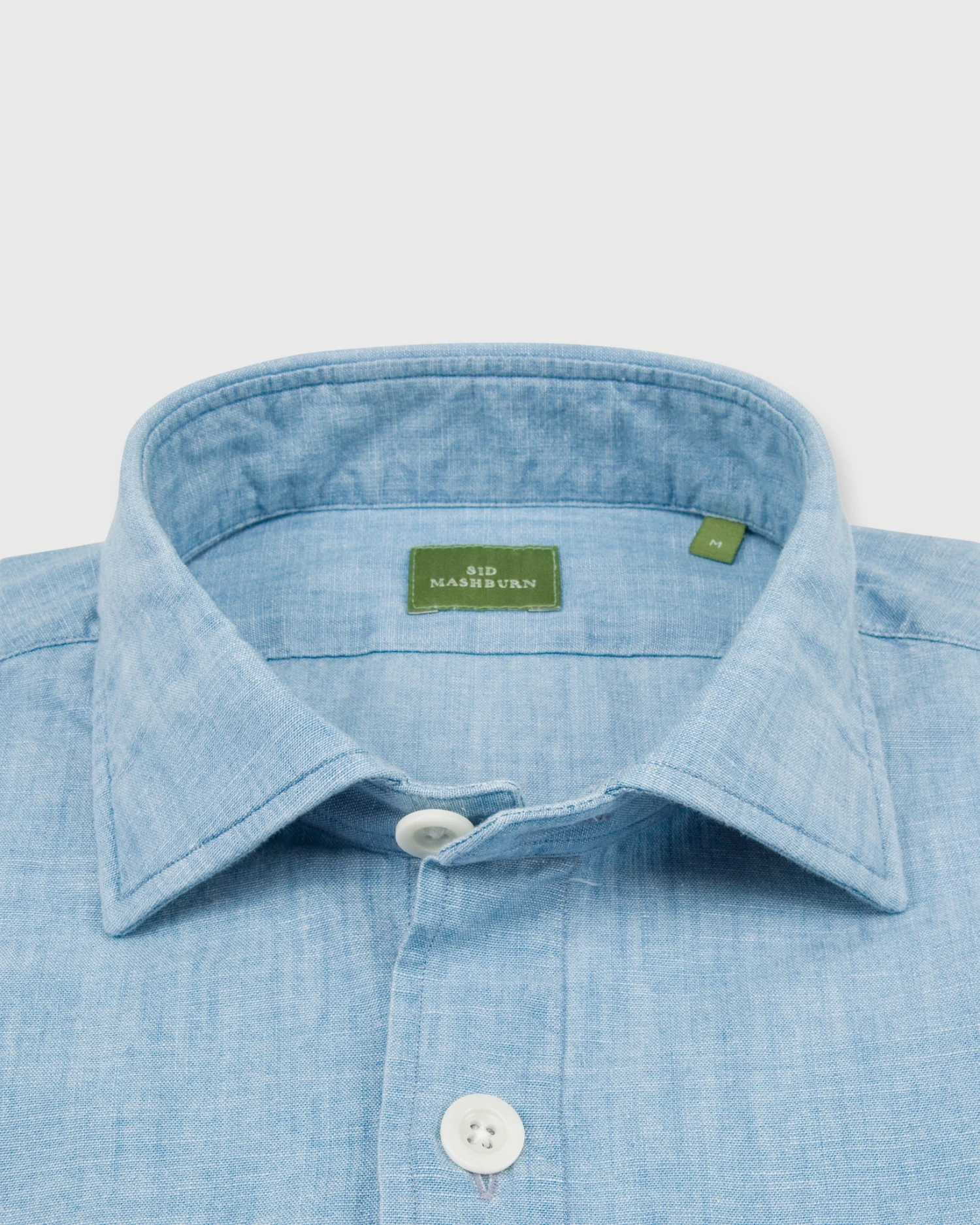 Band-Hem Work Shirt In Extra Light Washed Chambray - Image 3