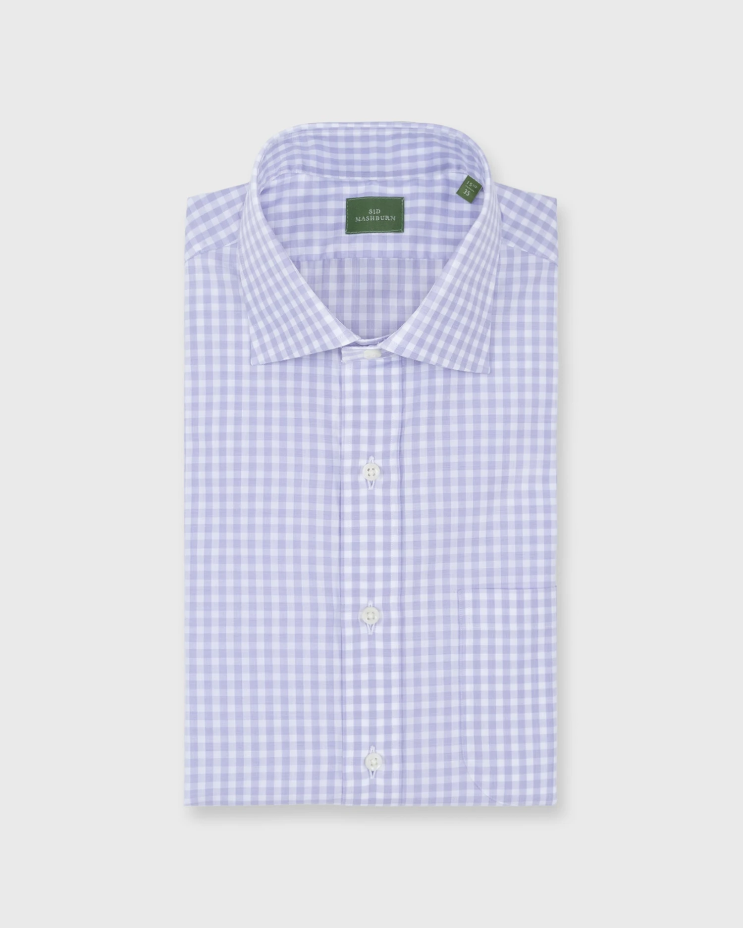 Spread Collar Dress Shirt In Lavender Gingham Poplin