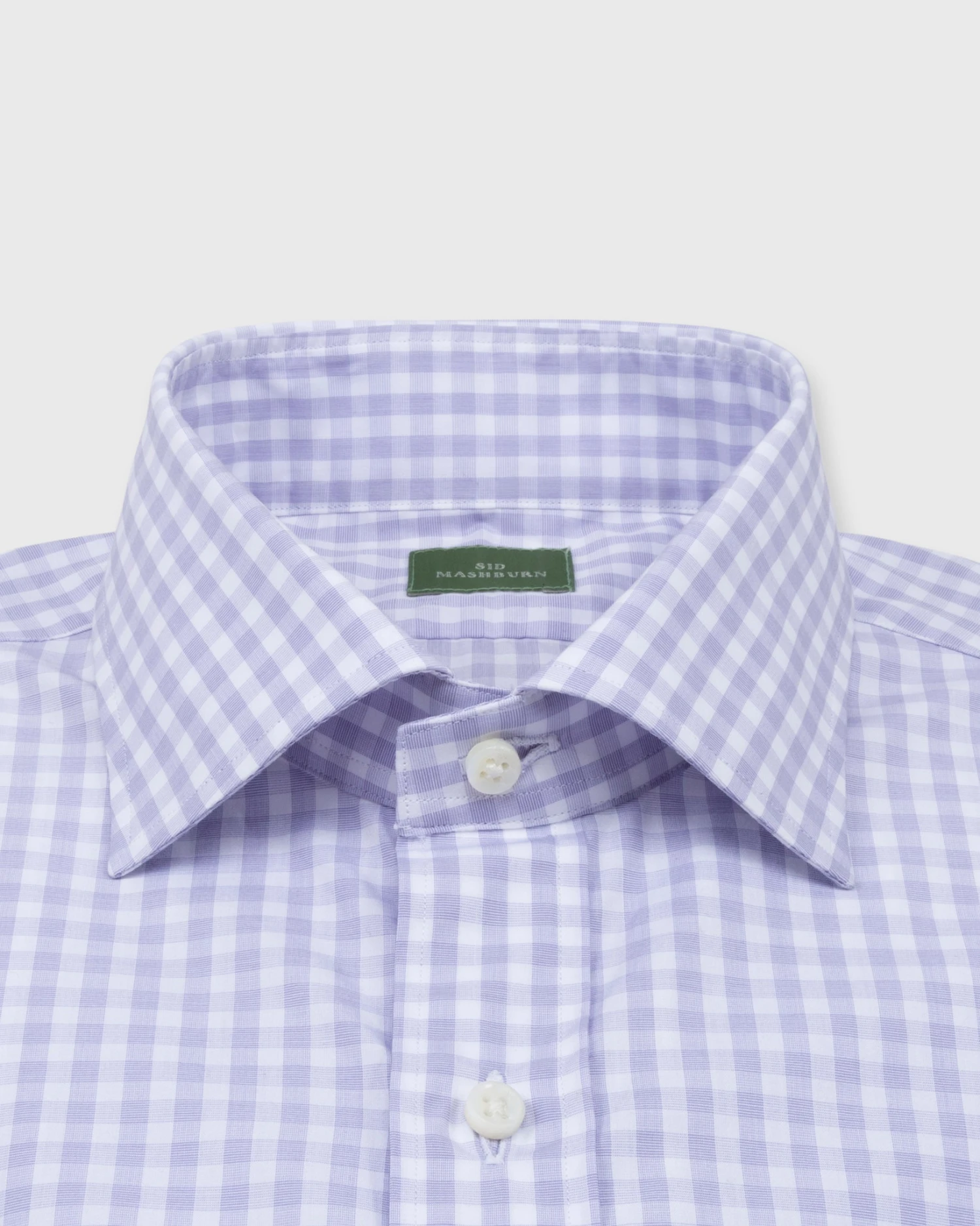 Spread Collar Dress Shirt In Lavender Gingham Poplin - Image 2