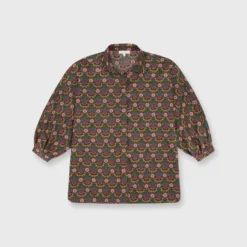 Volume Kimono Shirt In Olive/Berry Multi Persephone Liberty Fabric