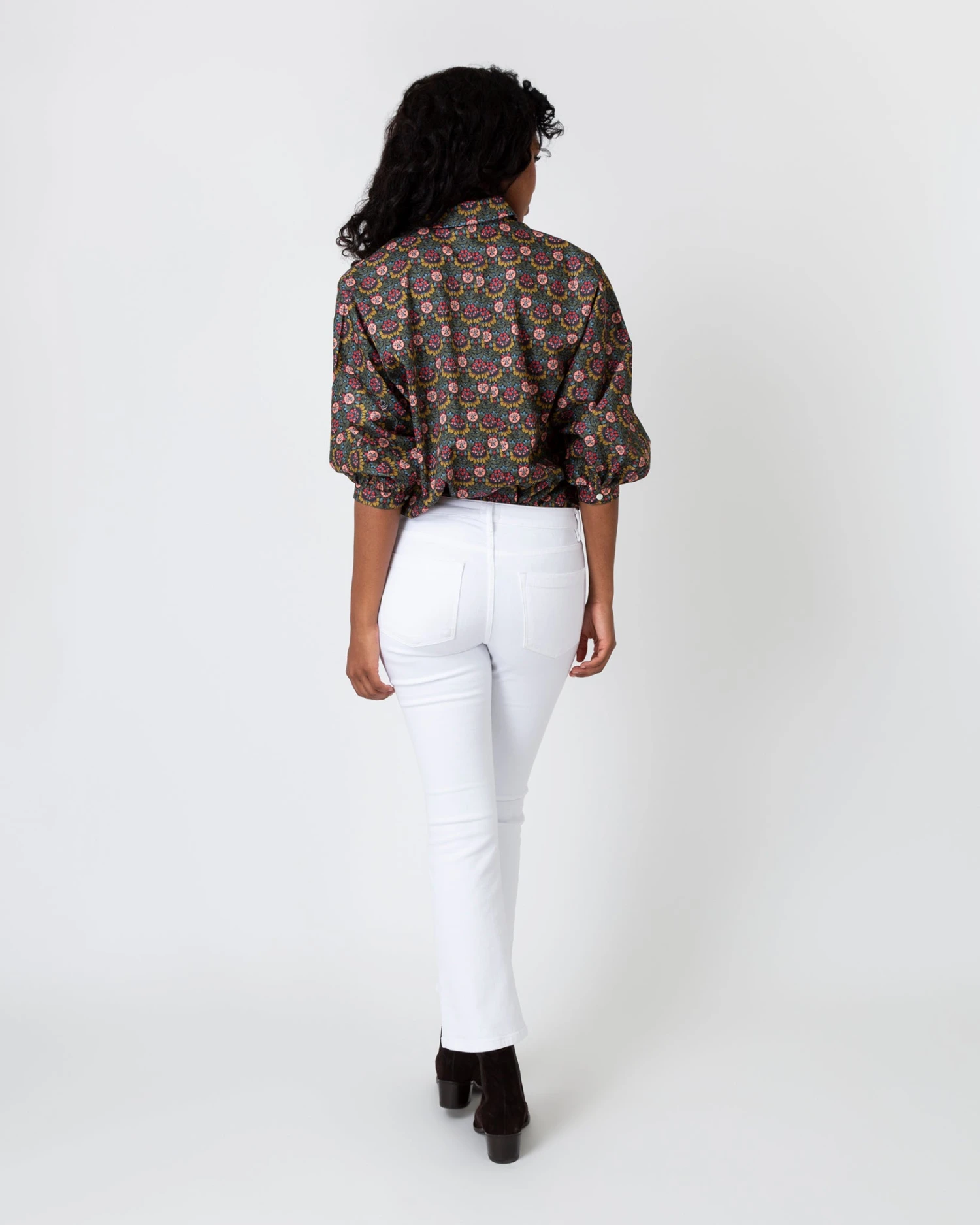 Volume Kimono Shirt In Olive/Berry Multi Persephone Liberty Fabric - Image 6