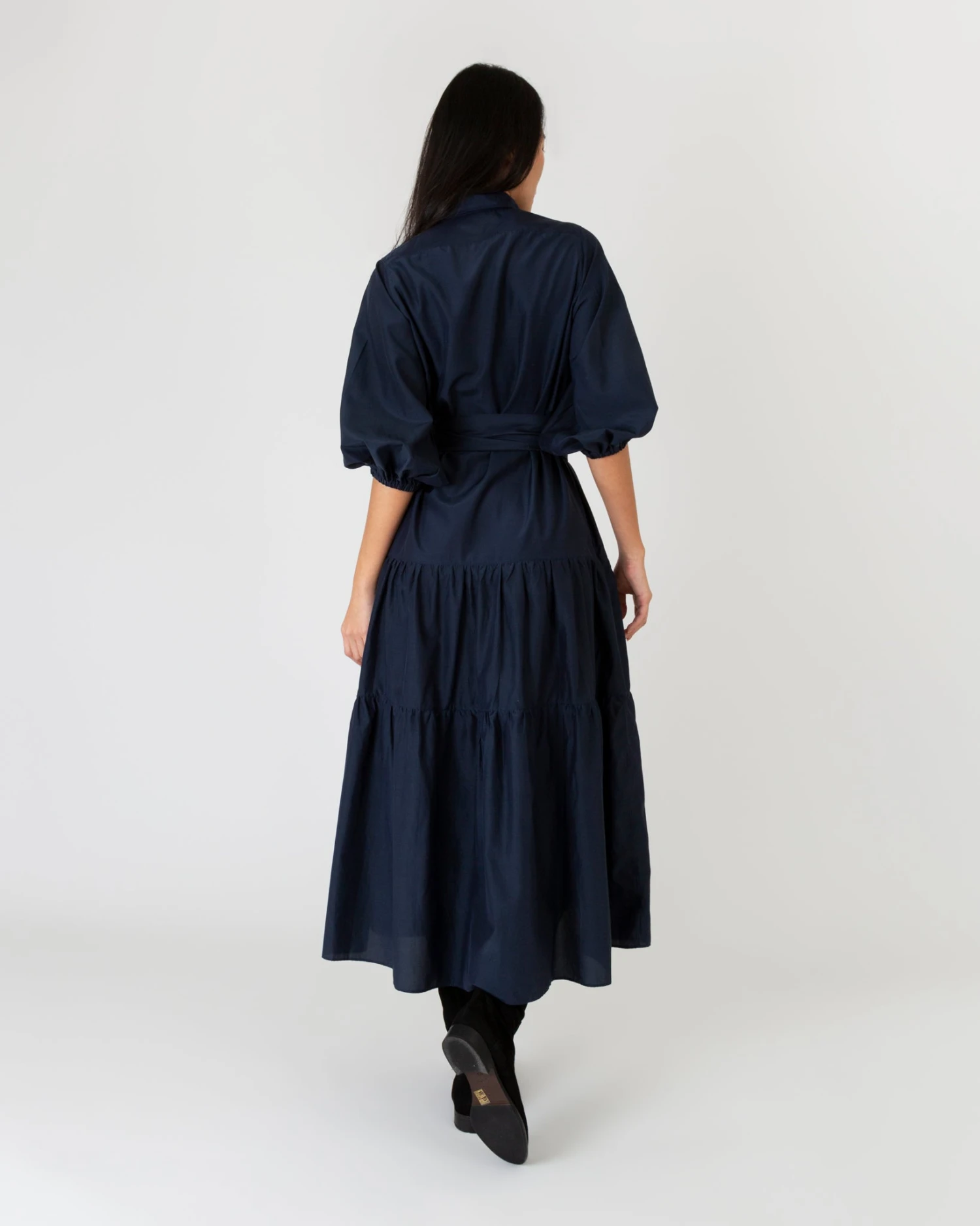 Isla Shirtdress In Navy Habotai - Image 3