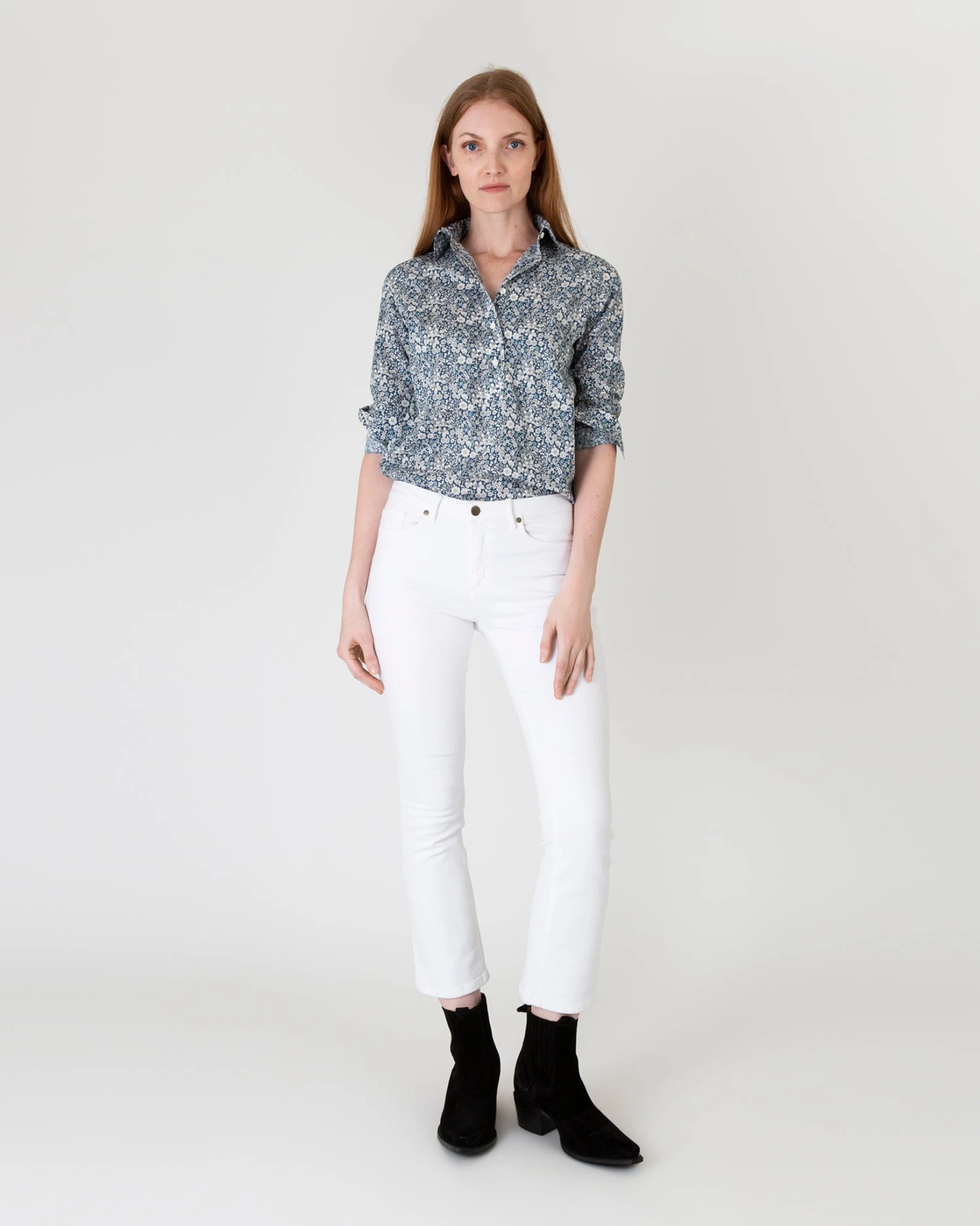 Tomboy Popover Shirt In Blue Multi June's Meadow Liberty Fabric - Image 6