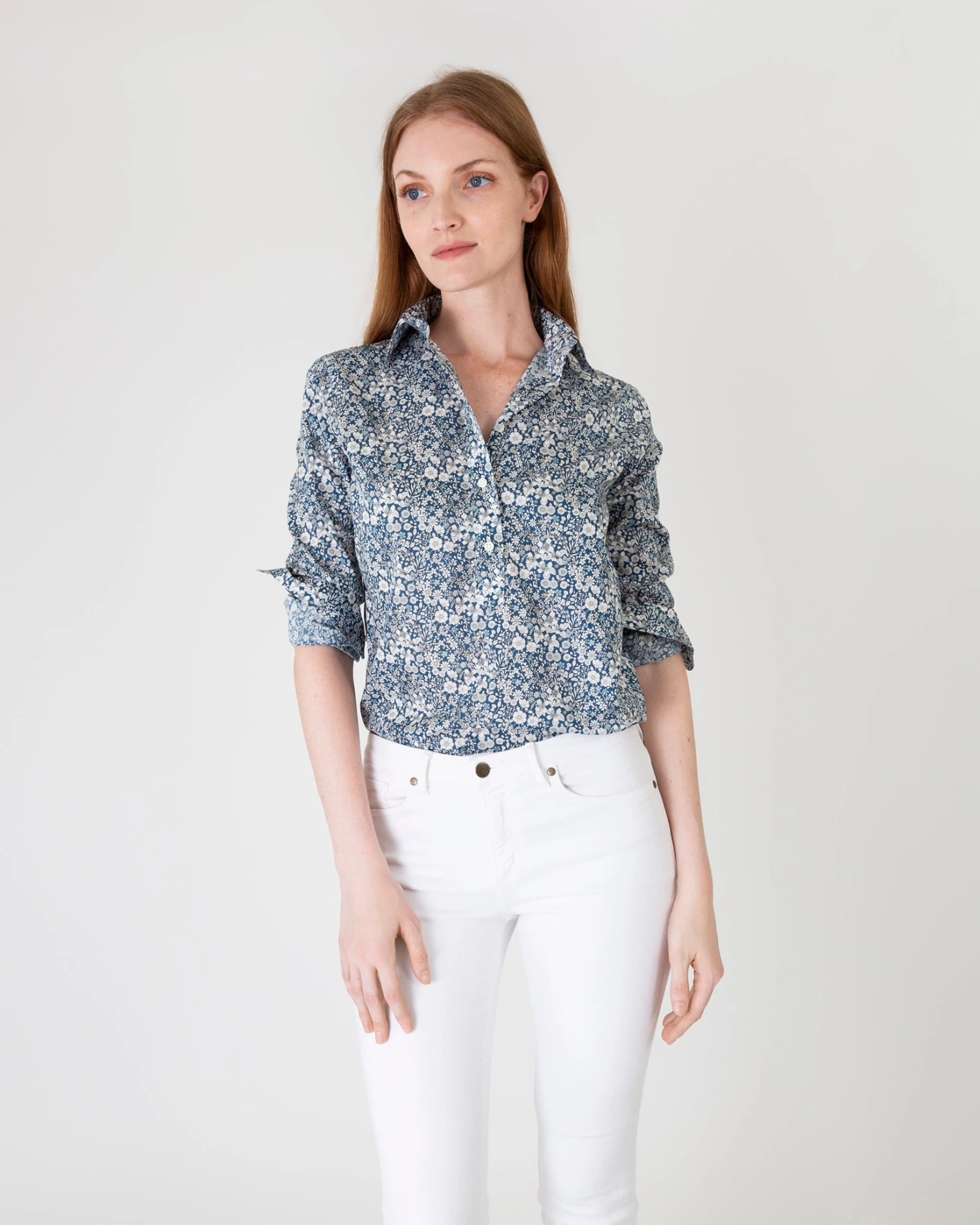 Tomboy Popover Shirt In Blue Multi June's Meadow Liberty Fabric - Image 2