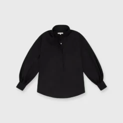 Anaya Popover Shirt In Black Poplin