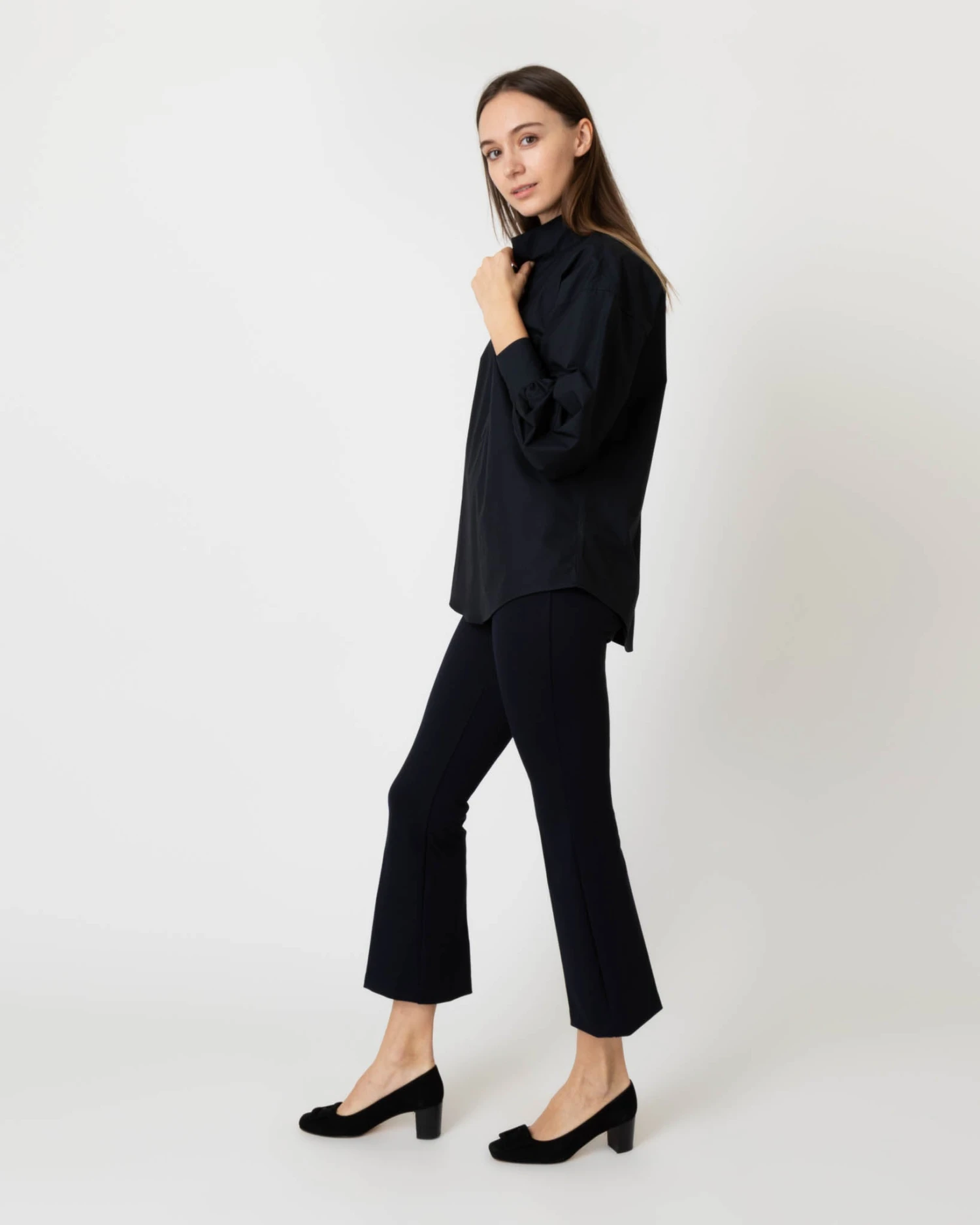 Anaya Popover Shirt In Black Poplin - Image 4