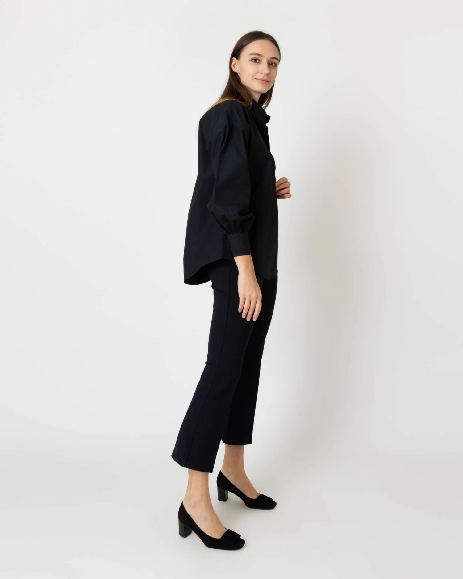 Anaya Popover Shirt In Black Poplin - Image 5