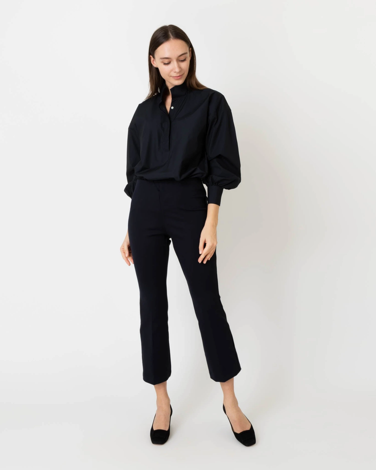 Anaya Popover Shirt In Black Poplin - Image 7