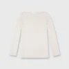 Long-Sleeved Boatneck Tee In Taupe/Ivory Stripe Compact Jersey