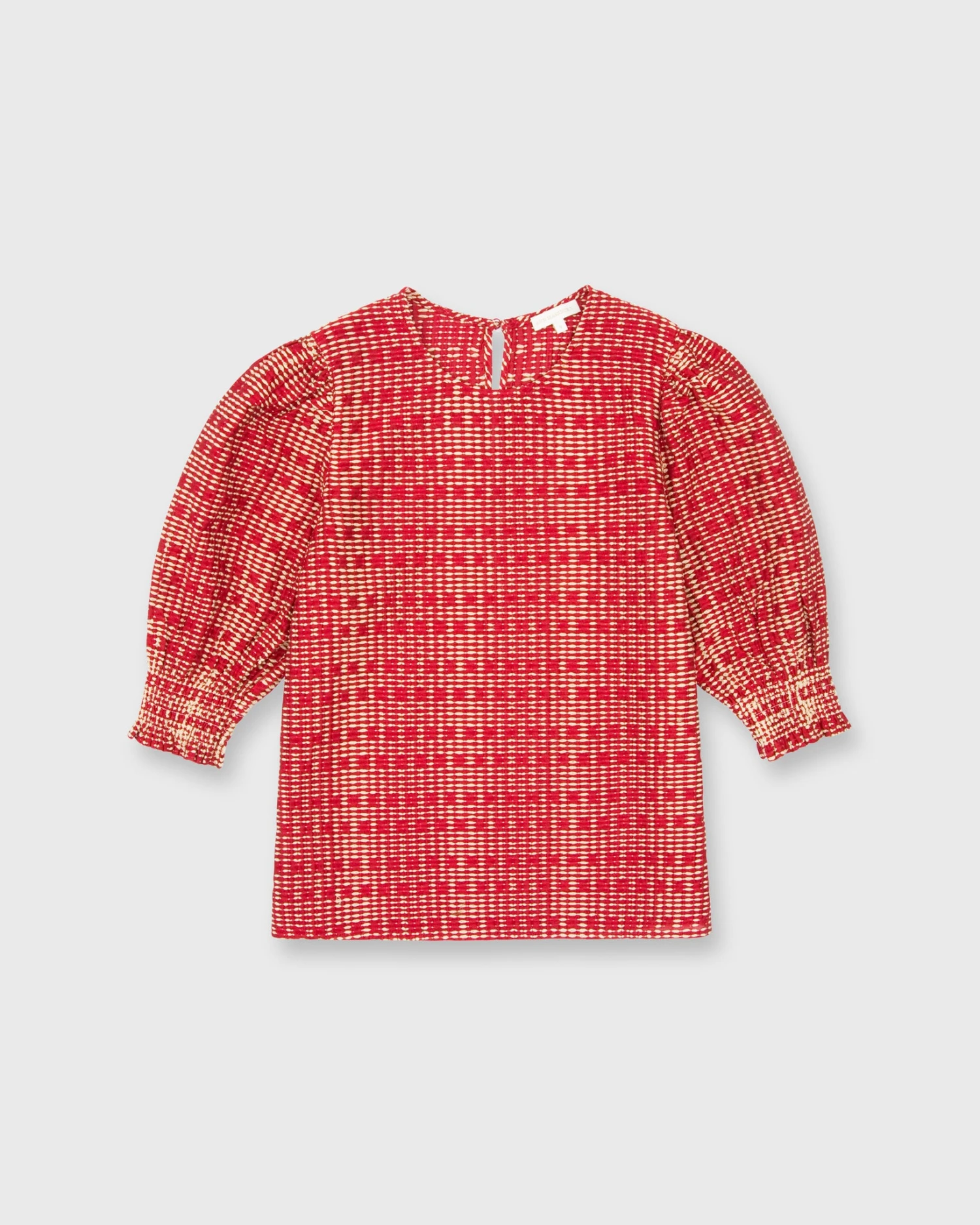 Renata Top In Red/Natural Rustic Jacquard