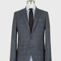 Virgil No. 2 Suit In Blue/Brown Plaid Brushed Twill